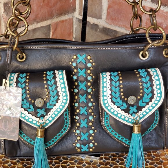 Montana West Concho Collection Satchel - Picture 2 of 7